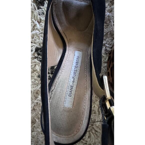 Diane Von Furstenberg Robin Leopard Calf Fur Platform Chunky Heeled Shoes 8.5 - Picture 5 of 6